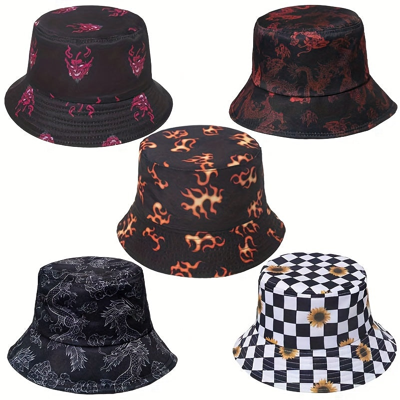 Men's Street Print Sunshade Bucket Hat Fisherman Hat