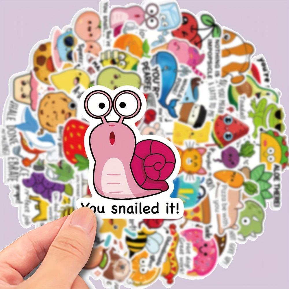 50pcs Cartoon Animal Encouragement Stickers for Phones Laptops Notebooks