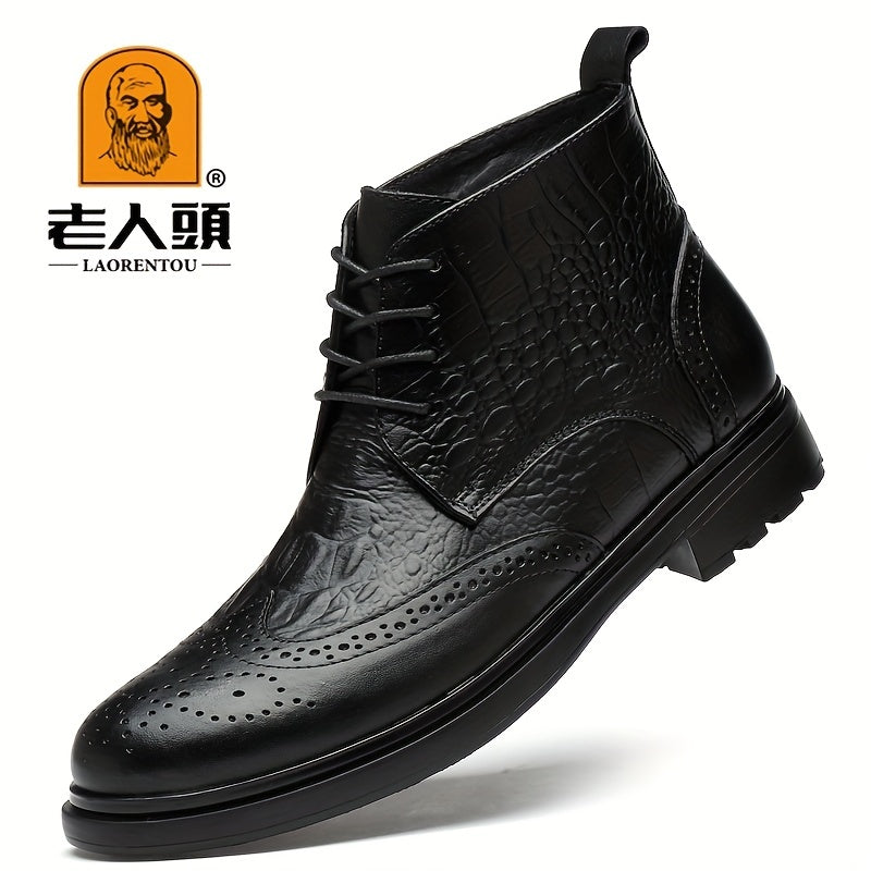 Men's Scale Print High Top Lace Up Boots Assorted Colors Walking Shoes