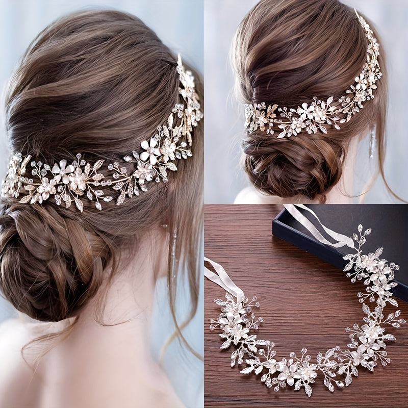 Crystal Rhinestone Leaf Wedding Headband Hair Accessories For Women