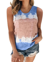 Tie Dye Tank Top Women's Round Neck Casual Stretch Tank