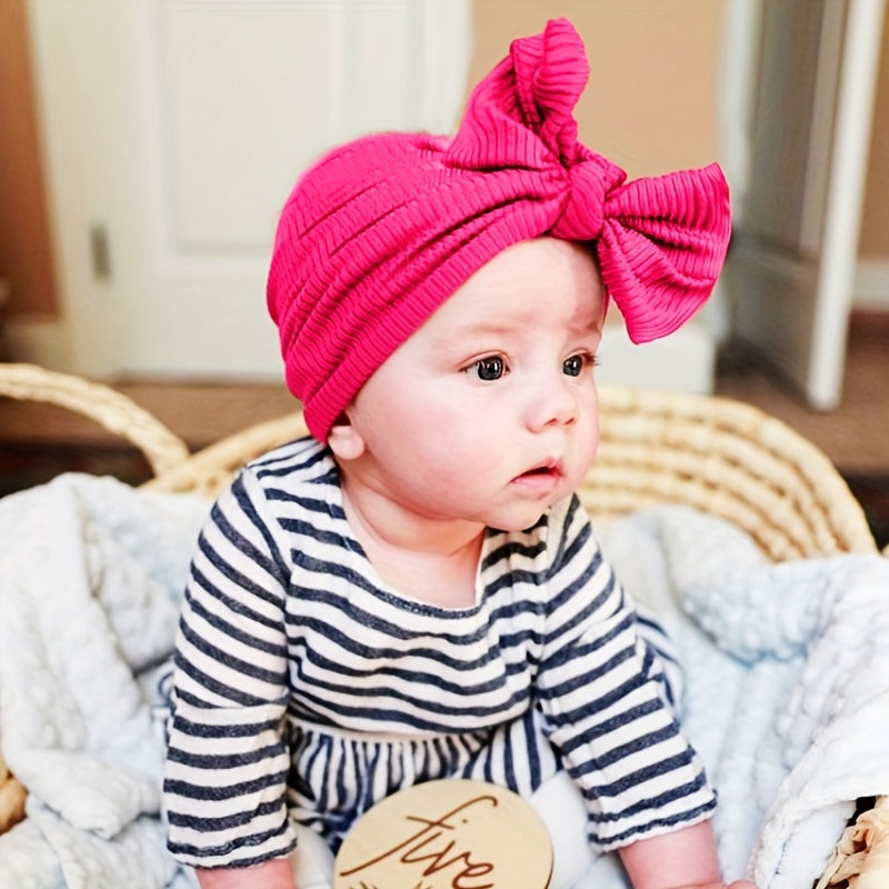 Baby Girl Bow Cotton Pullover Hat Warm Kids Hat