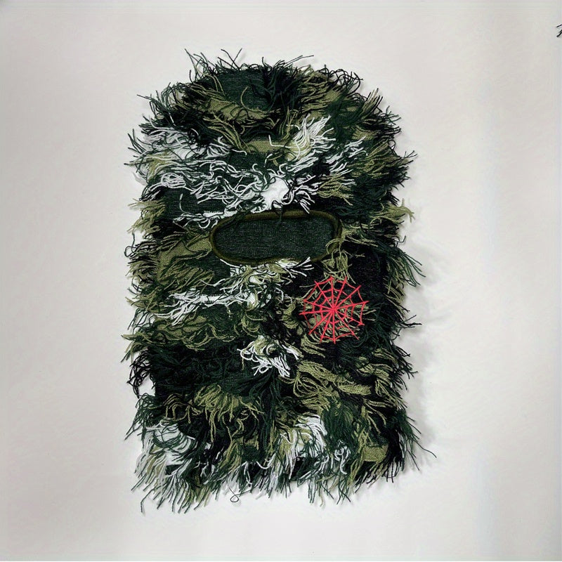 Acrylic Balaclava Spider Web Embroidery Ski Mask Camouflage Headdress