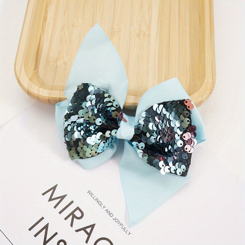 Girls Sequin Bow Hair Clip Party Performance Gift