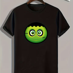 Cartoon Green Face Pattern Print Men's Comfy Sports T Shirt