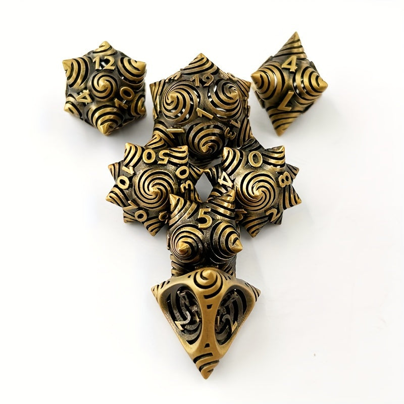 7pcs Hollow Dice Creative Spiral Dice Mini 3D Printing Leaf Dice Game Punishment