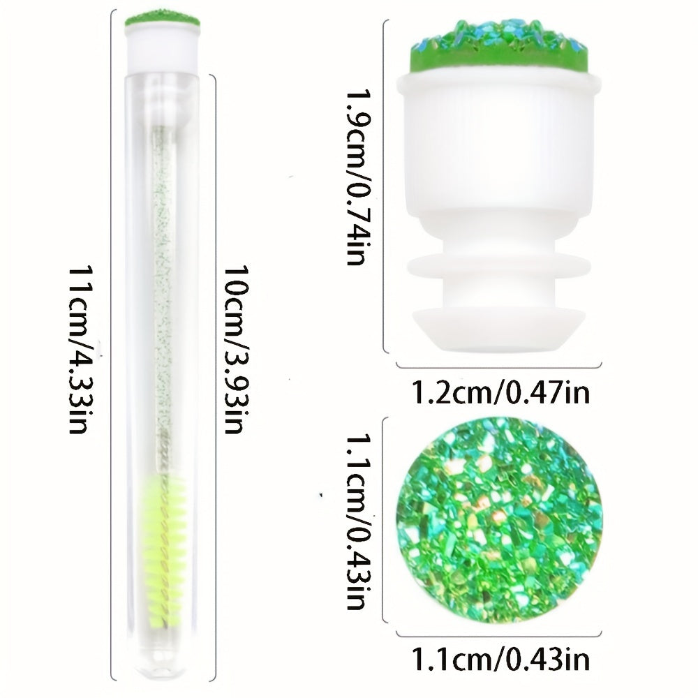 10pcs Eyelash Brush With Dust-proof Tube Container