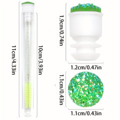 10pcs Eyelash Brush With Dust-proof Tube Container