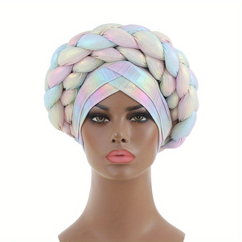 Gradient Turban Cap Double layer Braided Hijab Hat