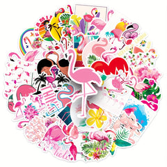 50pcs Flamingo Waterproof Stickers for Water Bottles Laptop Scrapbook Luggage