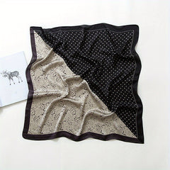 Block Print Square Scarf Satin Neckerchief Decorative Bandana