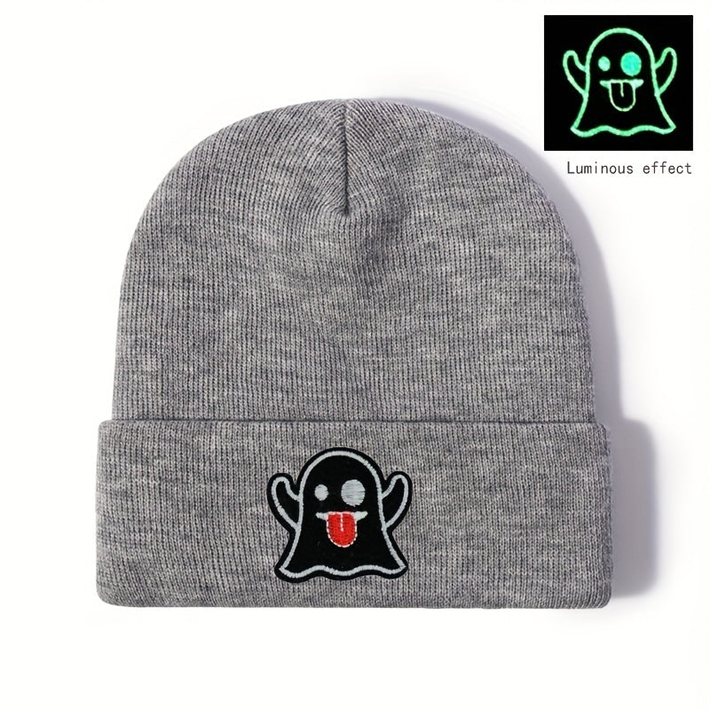 Halloween Ghost Bunny Hat Knitted Skulls Beanie for Parties