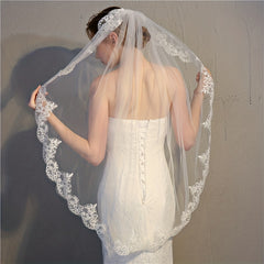 Lace Head Veil With Comb Ivory Veil Wedding Hair Accessories