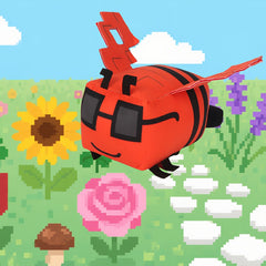 LILIANCLOUDS Red Bee Plush Toy Soft Animal with Stripes Floral Garden