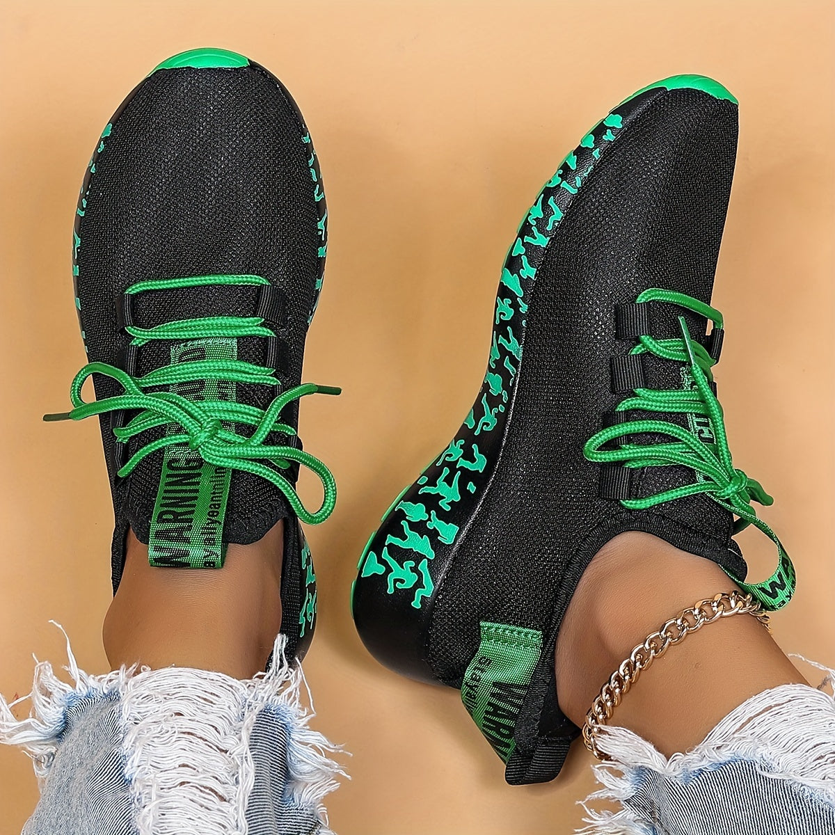 Women's Lightweight Lace Up Running Shoes Low Top Casual Sports Shoes