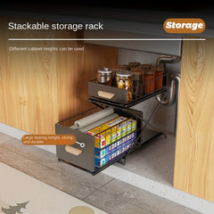 Adjustable Sink Pull Out Storage Rack Cabinet Drawer Basket