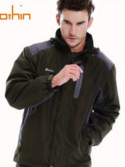 Men's Thermal Fleece Skiing Hooded Jacket Windproof & Waterproof Windbreaker