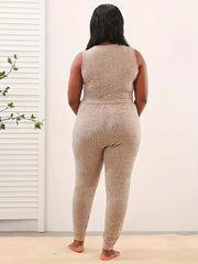 Ribbed Knit Lounge Set Tank Top & Pants Pajama Set