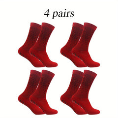 4 Pairs Non Slip Soccer Socks Breathable Sweat Absorbing Outdoor Crew Socks