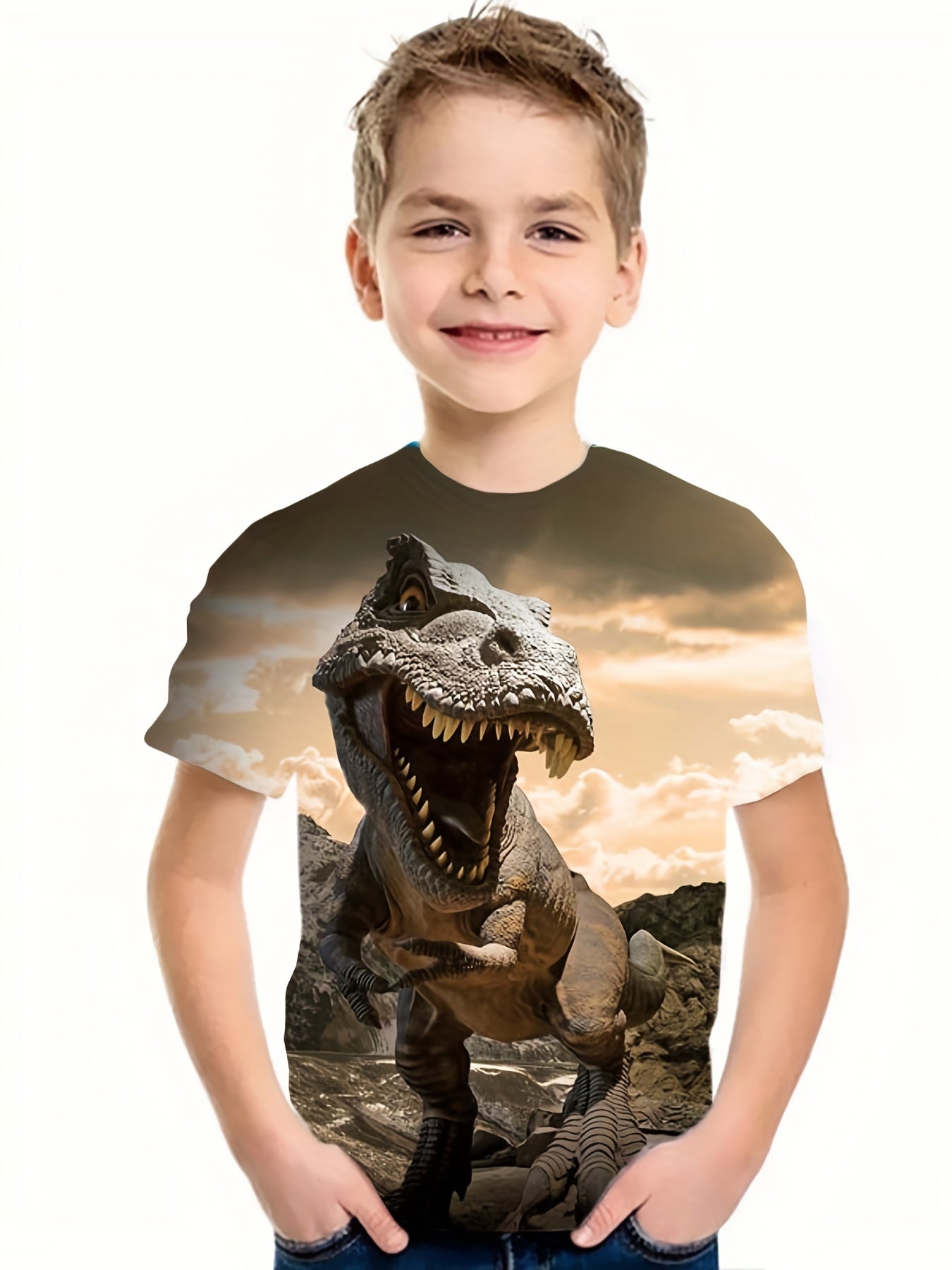 3D Print T Rex T Shirt for Boys - Summer Outdoor Fun