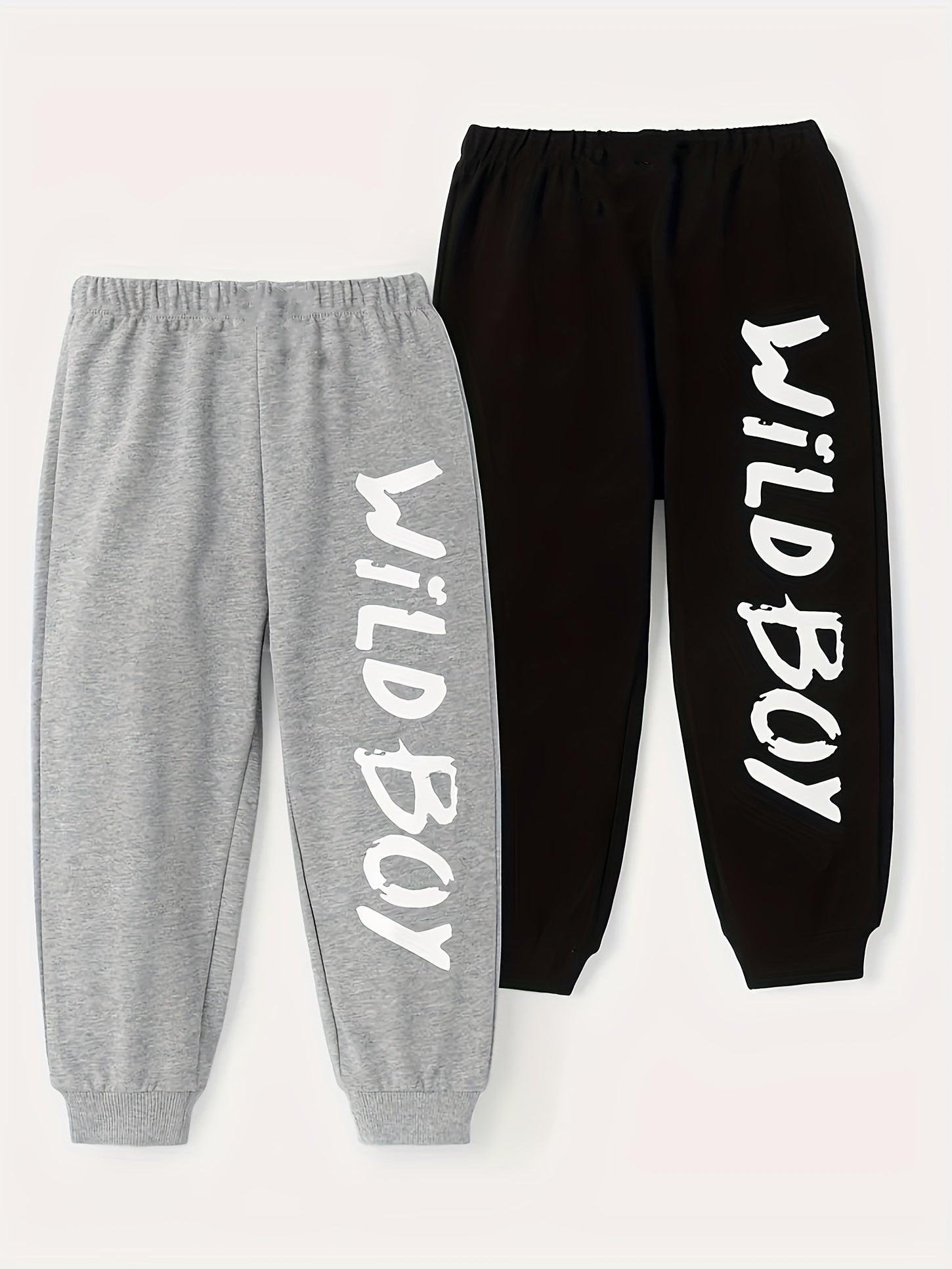 Boys Wild Boy Letter Print Sweatpants Set for Spring and Fall