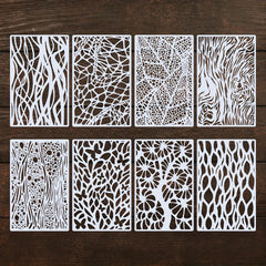8pcs Art Texture Painting Stencils Reusable Plastic Stencils Laser Cut Template
