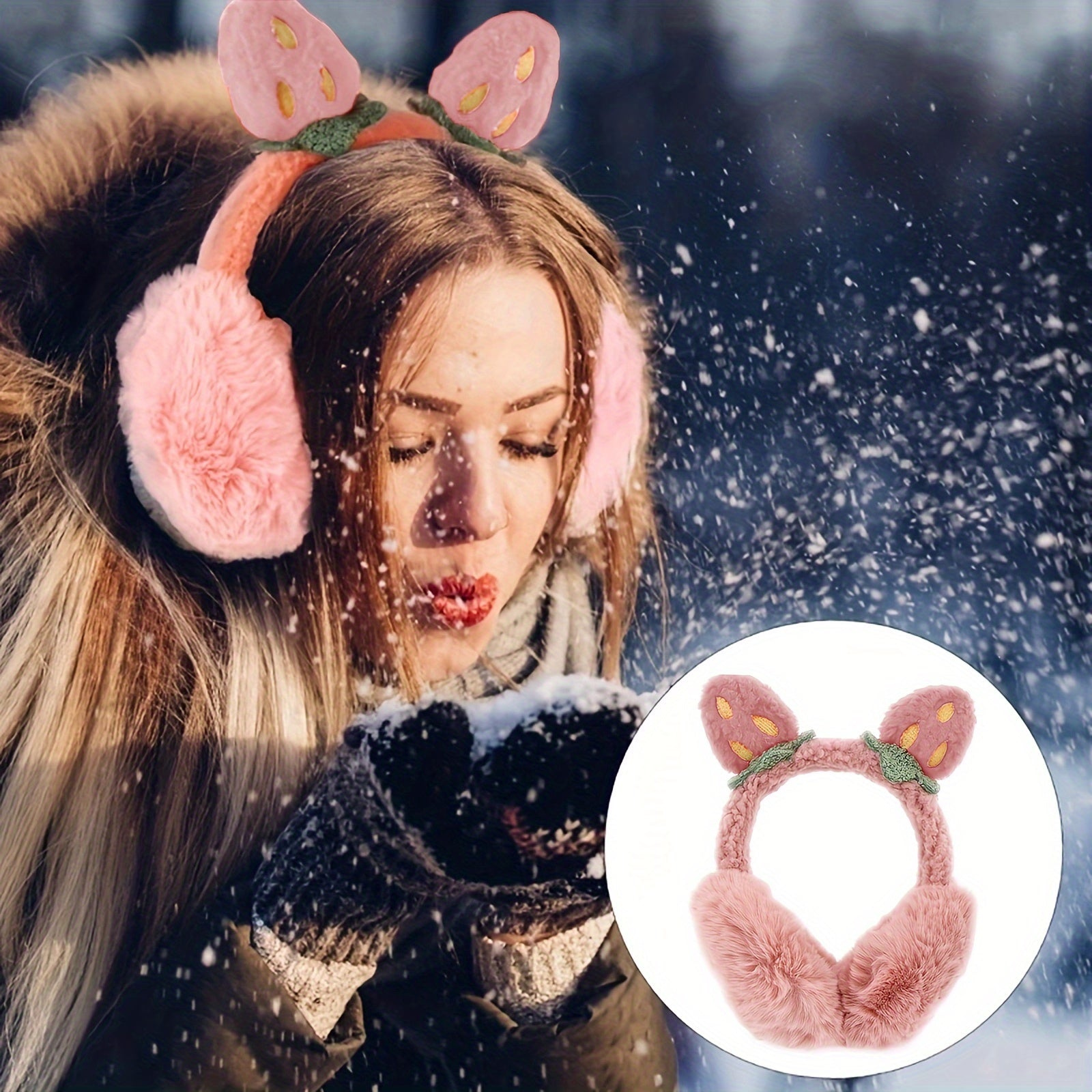 Strawberry Earmuffs Ear Warmers For Winter Soft Plush Headbands