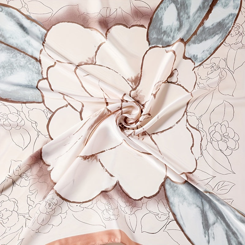 Apricot Flower Bandana Rose Satin Neckerchief Silk Scarf