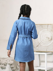 Girls Casual Long Sleeve Denim Dress