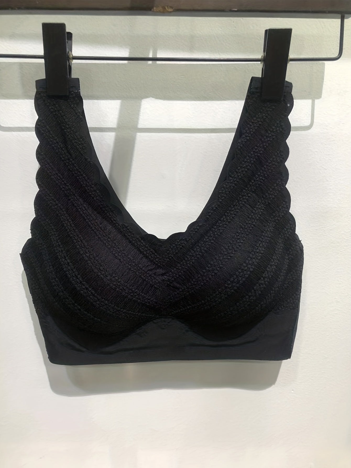 Scallop Trim Wireless Bra Seamless Full Coverage Women's Lingerie