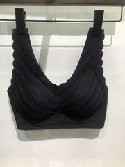 Scallop Trim Wireless Bra Seamless Full Coverage Women's Lingerie
