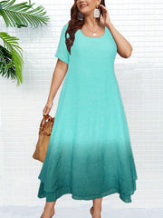 Ombre Print Short Sleeve Maxi Dress Women's Plus Boho