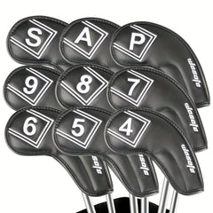 9 Pcs PU Leather Golf Headcovers Waterproof Putter Club Cover