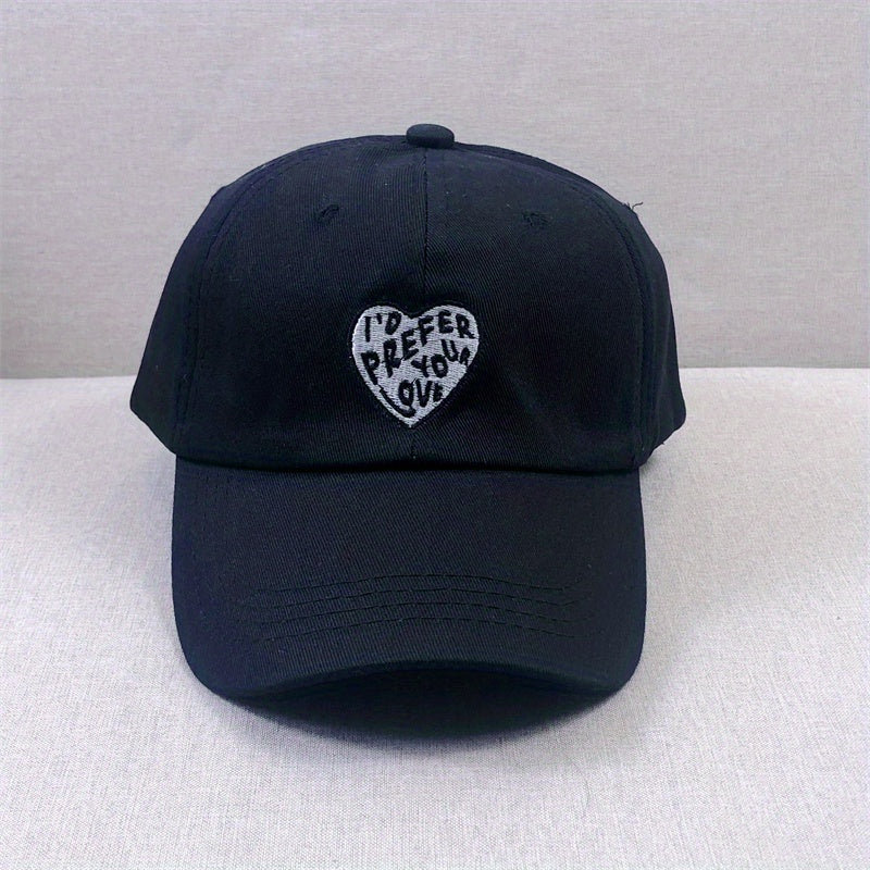 Vintage Heart Embroidery Baseball Cap Solid Casual Sunscreen Dad Hat