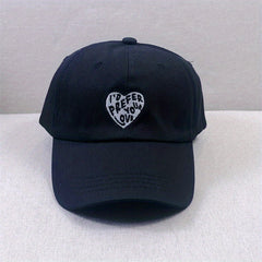 Vintage Heart Embroidery Baseball Cap Solid Casual Sunscreen Dad Hat
