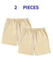2pcs Men's Drawstring Summer Shorts