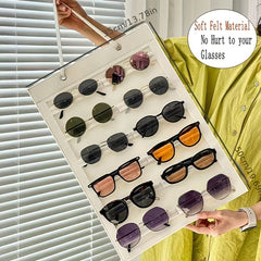 Felt Wall Hanging Glasses Organizer 12 Slots Foldable