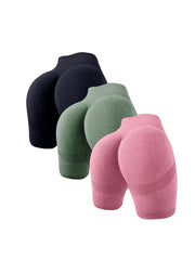 3pcs High Waist Hip Lifting Yoga Running Sports Shorts Tummy Control