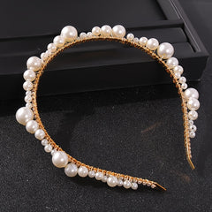 Faux Pearl Rhinestone Bridal Tiara Headband Wedding Hair Accessories