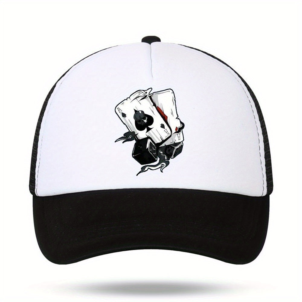Poker Print Sunshade Baseball Cap Mesh Hat
