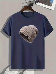 Men's Knitted Hat Pattern Print T-shirt