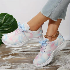 Women's Ink Print Running Shoes Breathable Lace Up Sneakers