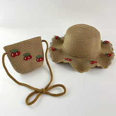 Kids' Summer Cherry Straw Hat Outing Sun Hat