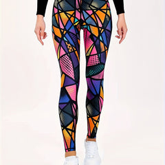 Geometric Print Yoga Pants High Waist Slimming Leggings Women's Activewear