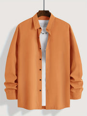 Men's Solid Print Casual Button Up Shirt for Spring Summer