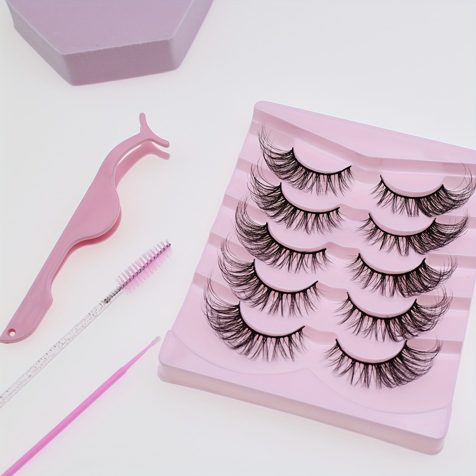 Faux Mink Cat Eye Eyelashes Extension 19mm Natural Fluffy Lashes Makeup