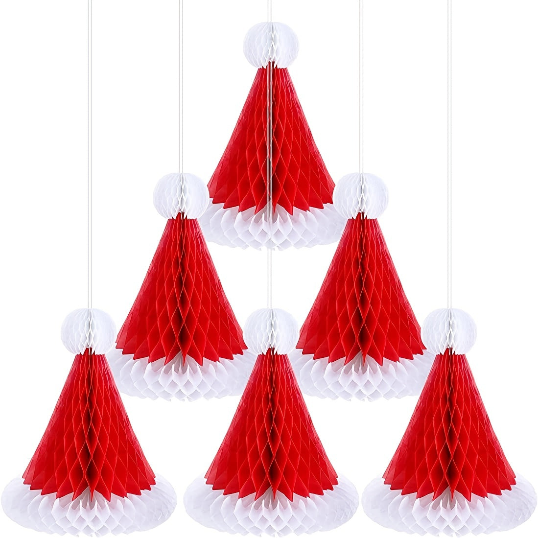 3pcs Honeycomb Santa Hats Xmas Decorations Centerpieces Hanging Ornaments