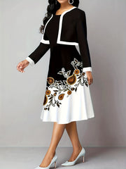 Paisley Print Dress & Open Front Cardigan Set