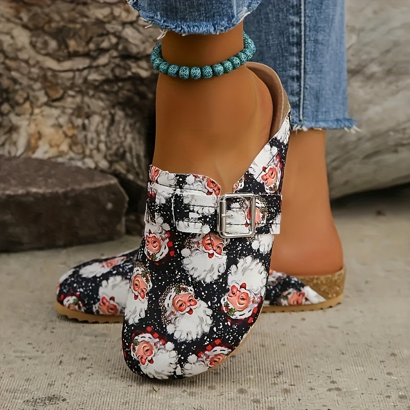 Santa Pattern Canvas Skate Shoes Women