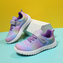 Girl's Knit Breathable Running Shoes Soft Sole Sneakers For Outdoor Jogging